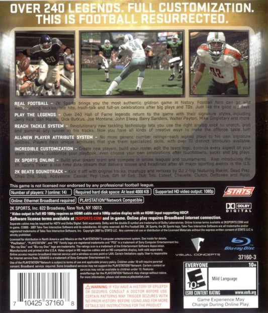 All Pro Football 2K8 - back