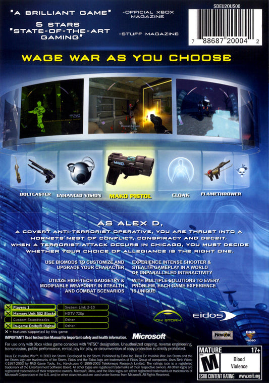 Deus Ex Invisible War - back