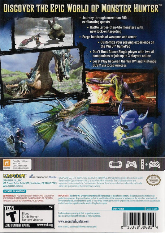 Monster Hunter 3 Ultimate - back