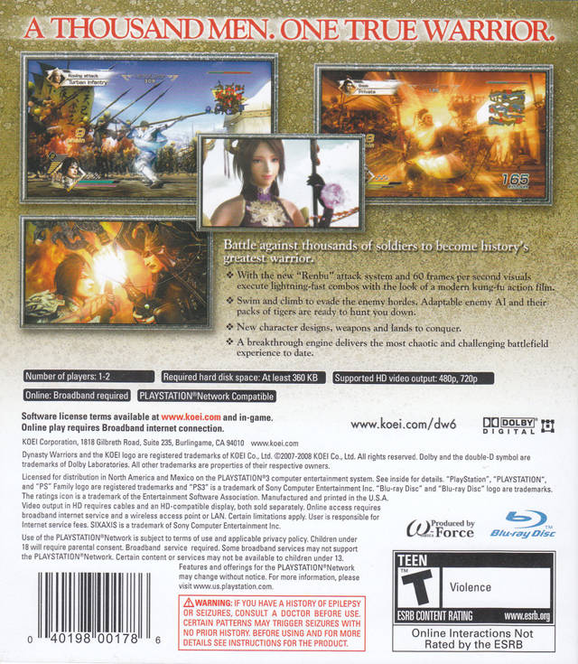 Dynasty Warriors 6 - back