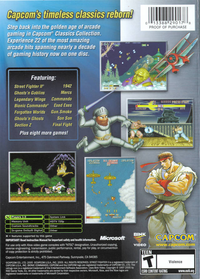 Capcom Classics Collection - back
