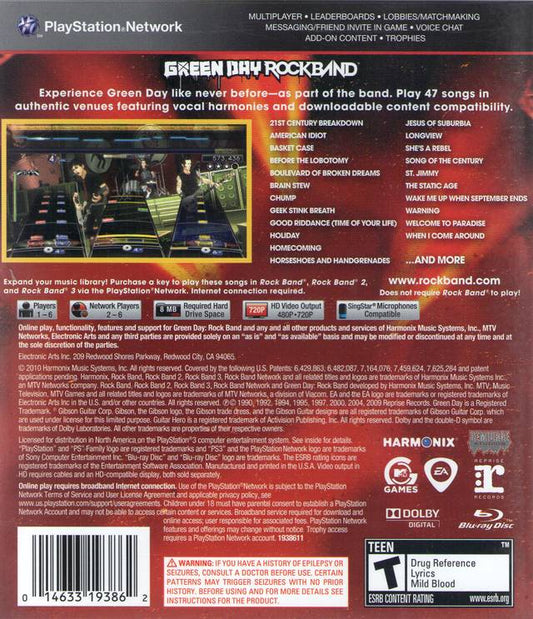 Green Day: Rock Band - back