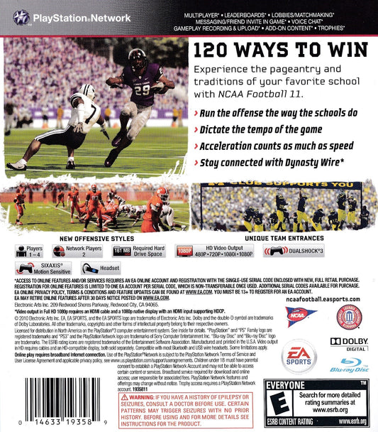 NCAA Football 11 - back