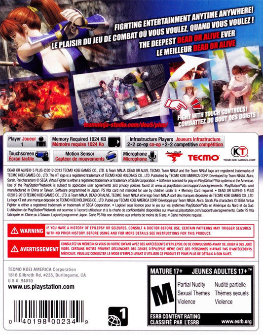 Dead or Alive 5 Plus - back