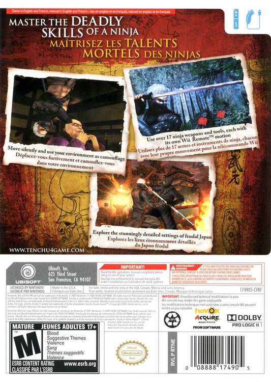 Tenchu Shadow Assassins - back