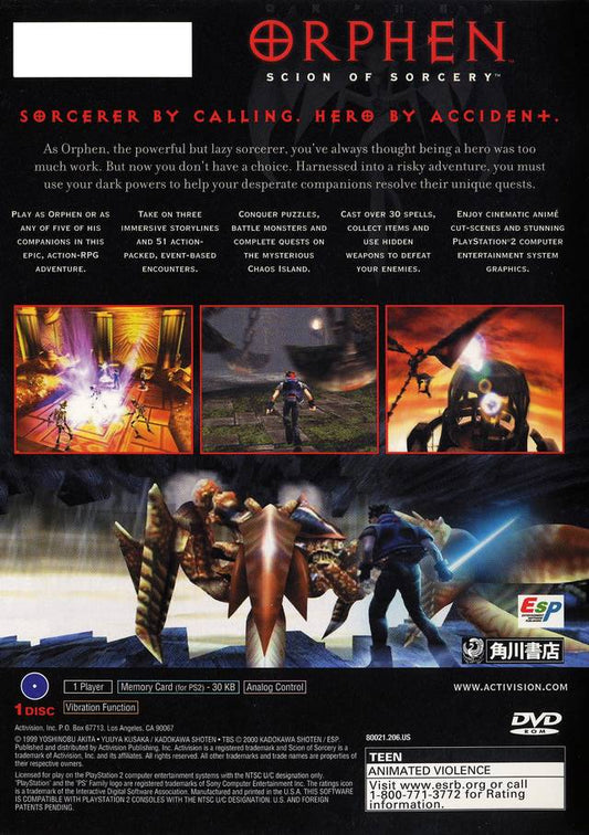 Orphen Scion of Sorcery - back