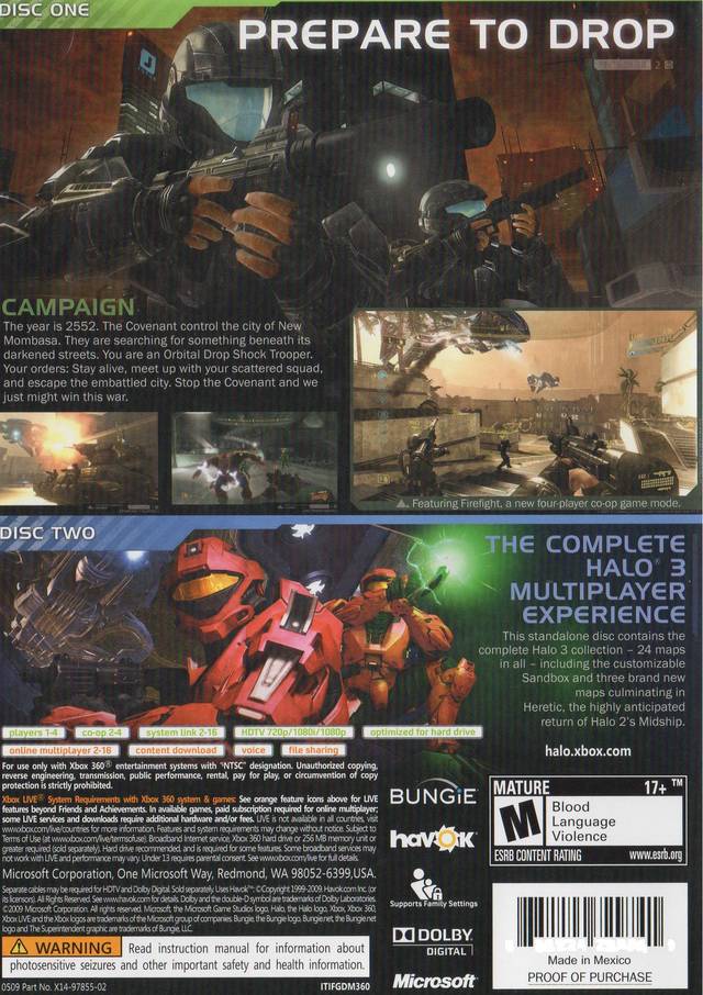 Halo 3: ODST - back