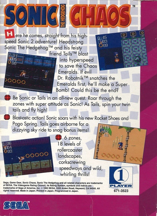 Sonic Chaos - back