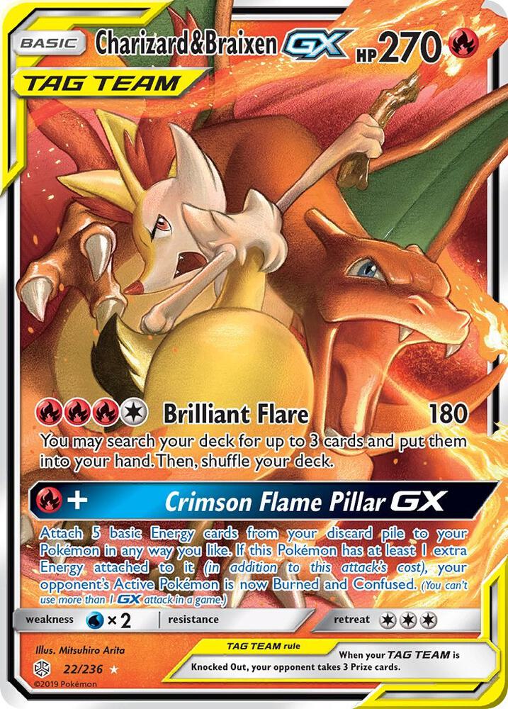 Charizard & Braixen GX - 22/236 (Holofoil) - NM - front