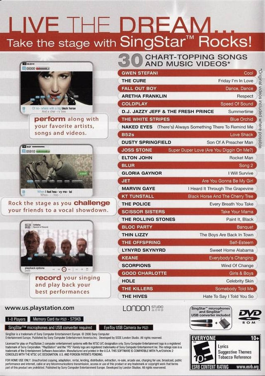 Singstar Rocks - back