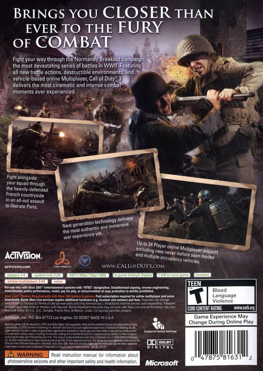 Call of Duty 3 - back