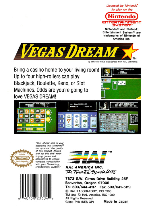 Vegas Dream - back