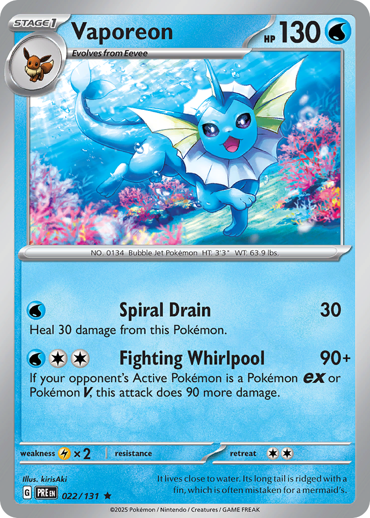 Vaporeon - 022/131 (Cosmos Holo) - 022/131 (Holofoil) - NM - front