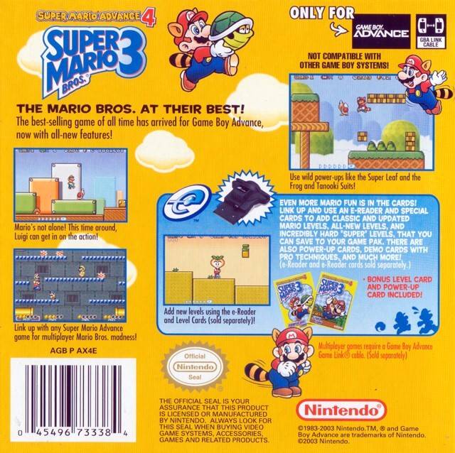 Super Mario Advance 4: Super Mario Bros. 3 - back