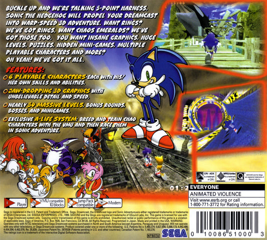 Sonic Adventure - back