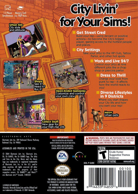 The Urbz Sims in the City - back