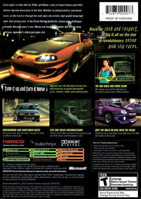Street Racing Syndicate - back