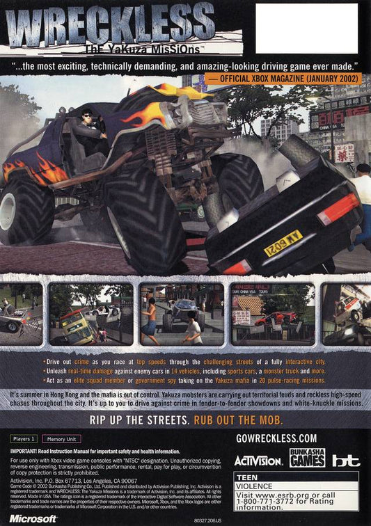Wreckless Yakuza Missions - back