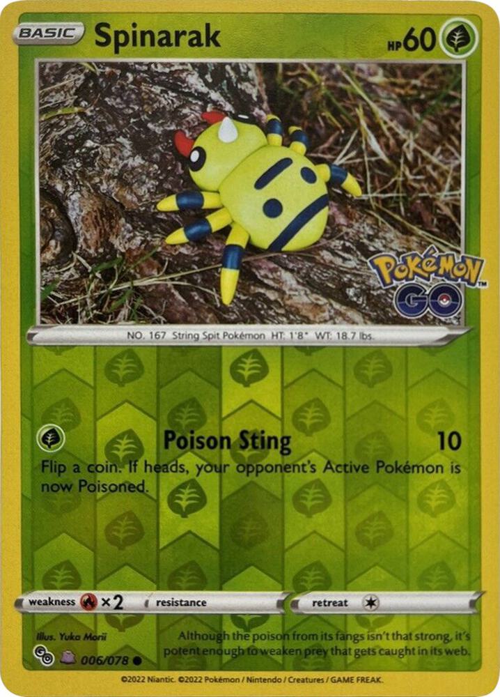 Spinarak (Peelable Ditto) - 006/078 (Reverse Holofoil) - HP - front