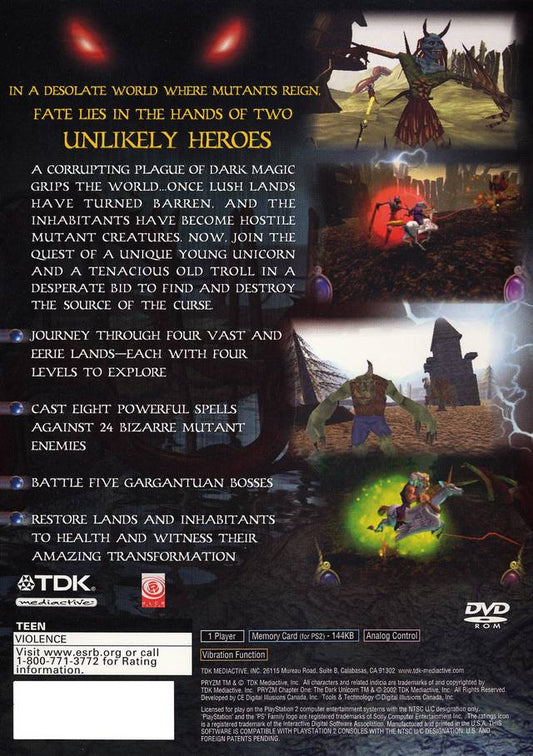 Pryzm Chapter One The Dark Unicorn - back