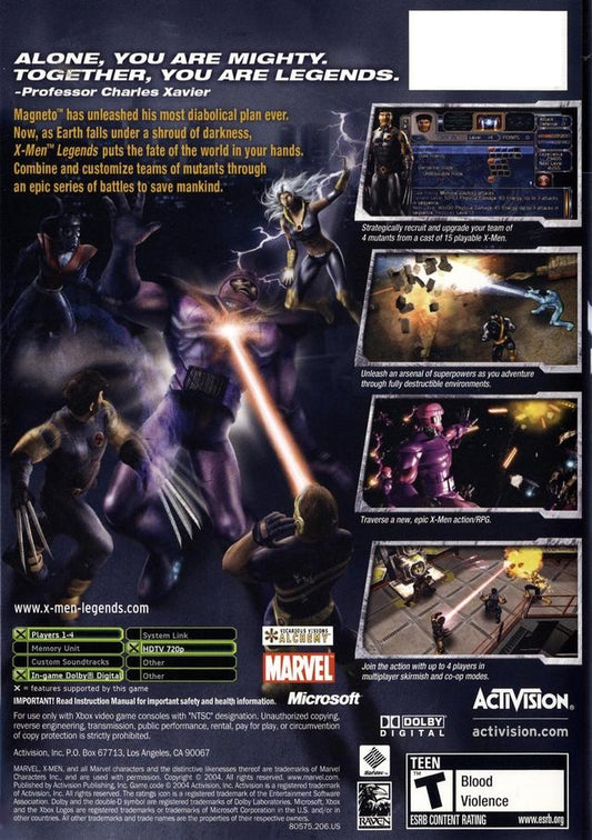 X-men Legends - back
