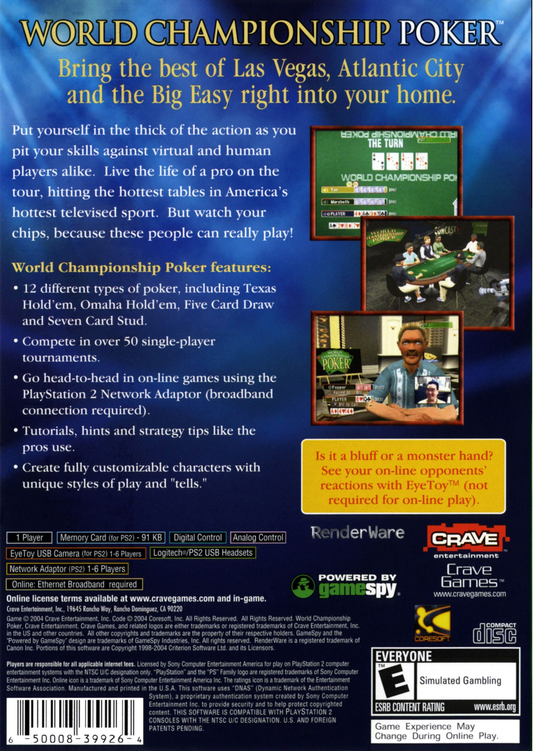 World Championship Poker - back