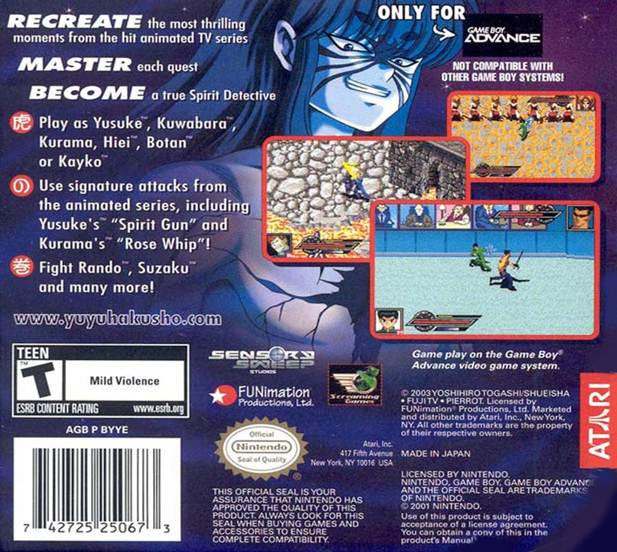 Yu Yu Hakusho Spirit Detective - back