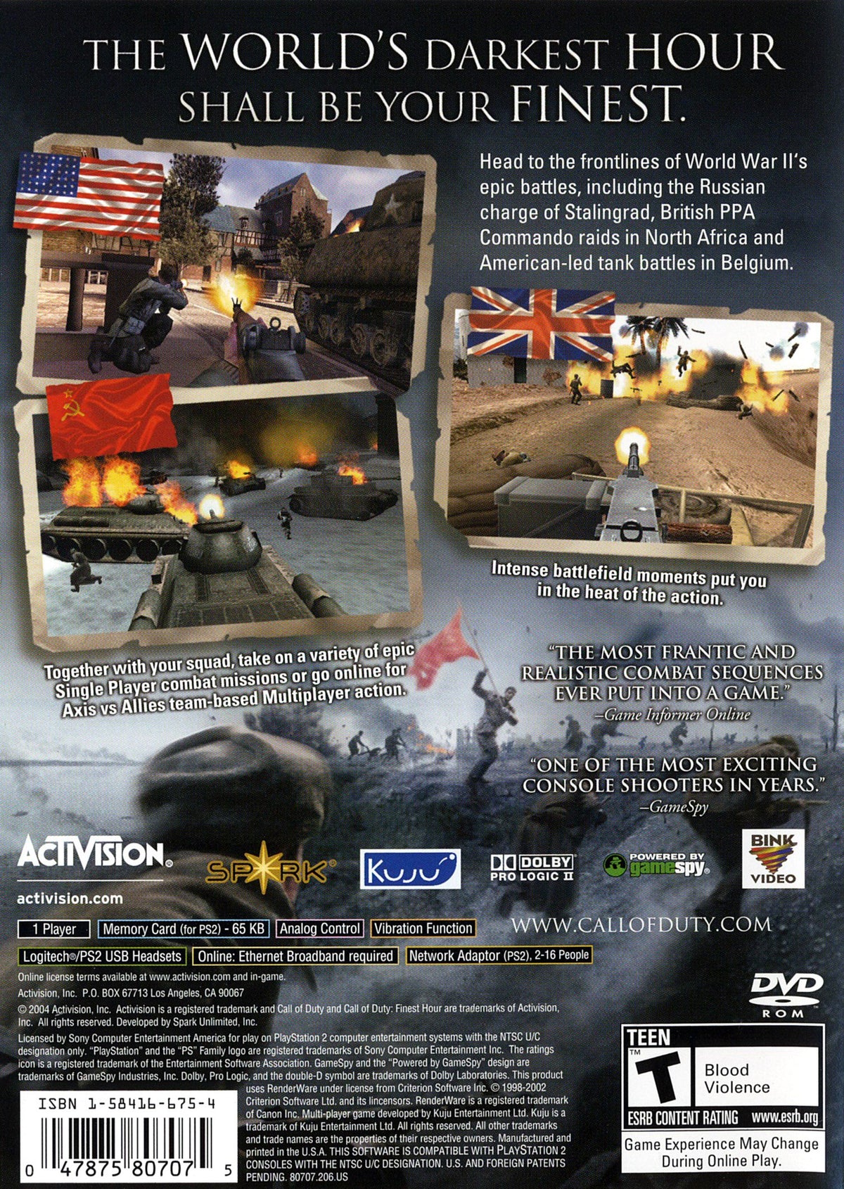 Call of Duty Finest Hour - back