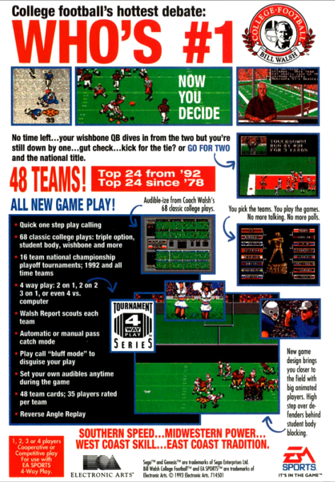 Bill Walsh College Football - back