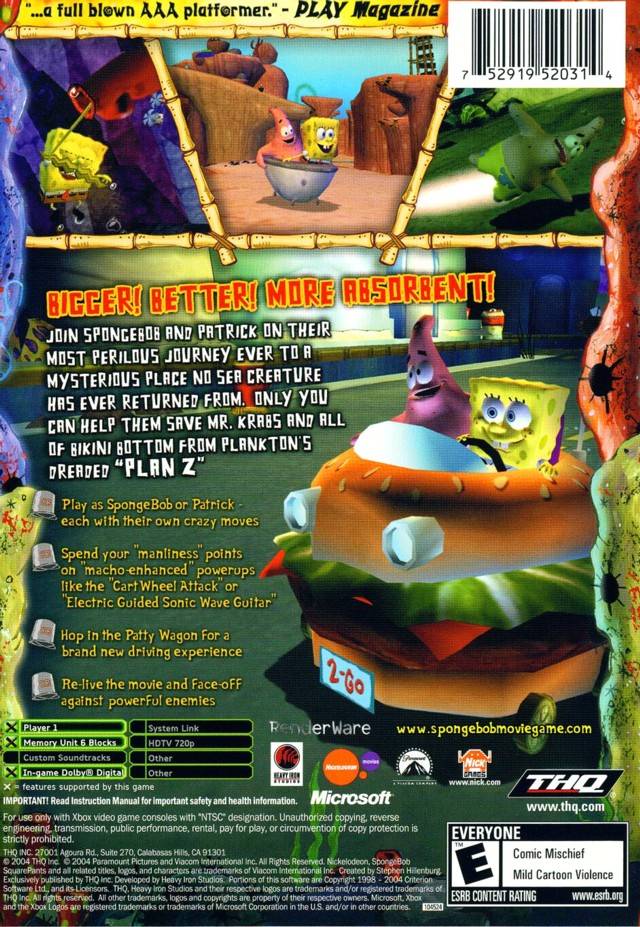 SpongeBob SquarePants The Movie - back