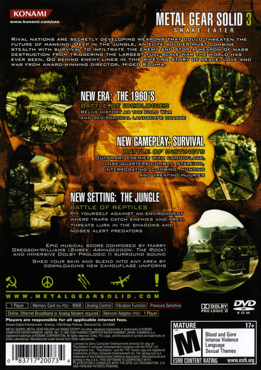 Metal Gear Solid 3 Snake Eater - back