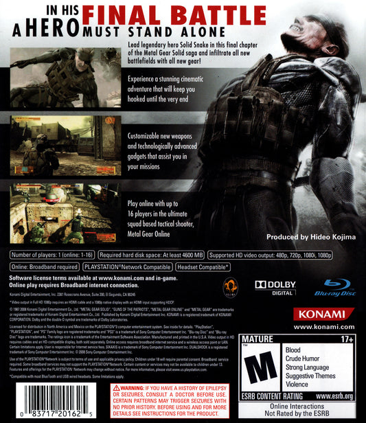 Metal Gear Solid 4 Guns of the Patriots - back