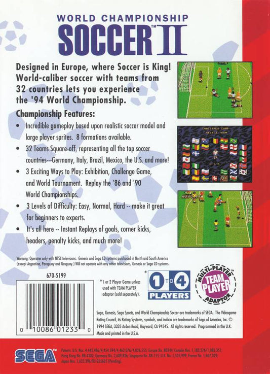 World Championship Soccer 2 - back