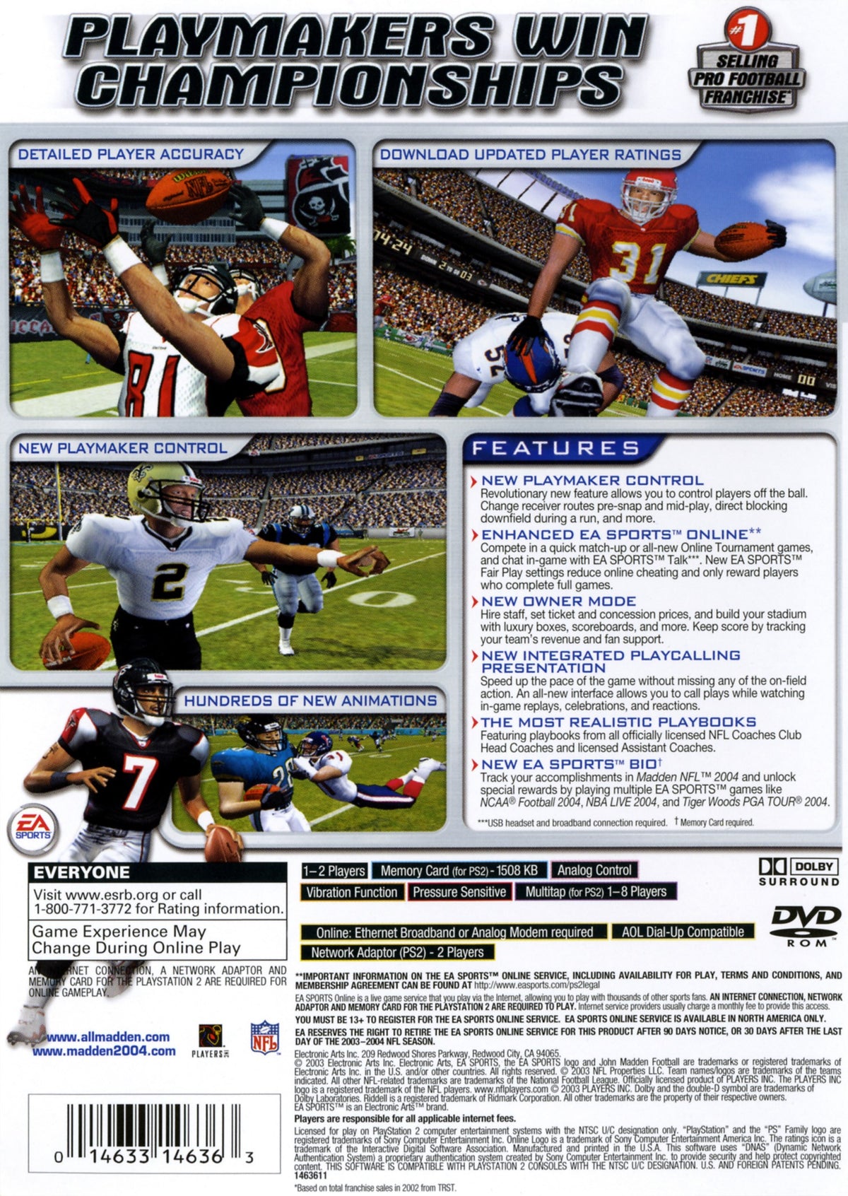 Madden 2004 - back