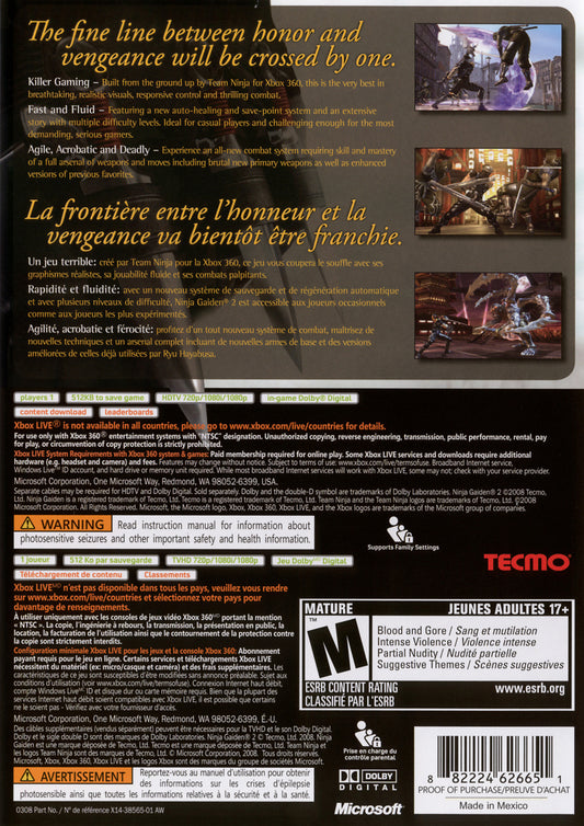 Ninja Gaiden II - back