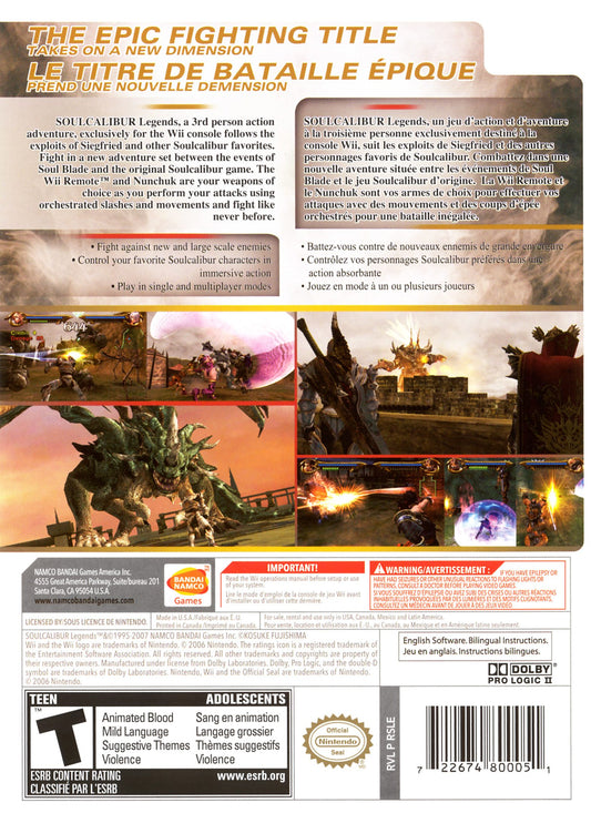 Soul Calibur Legends - back