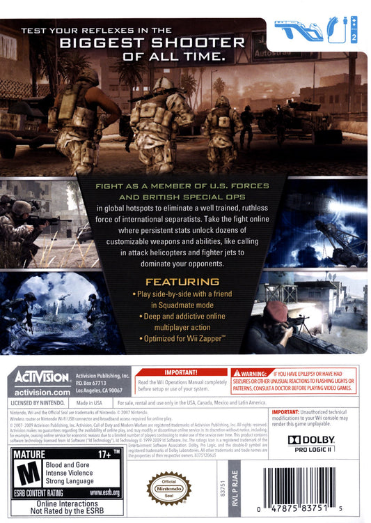 Call of Duty Modern Warfare Reflex - back