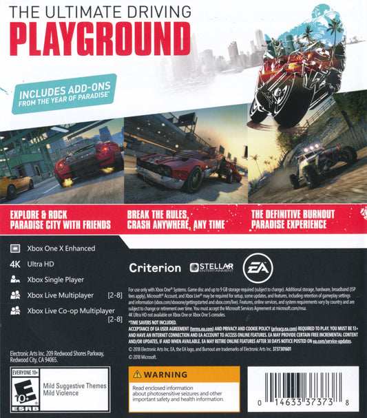 Burnout Paradise Remastered - back