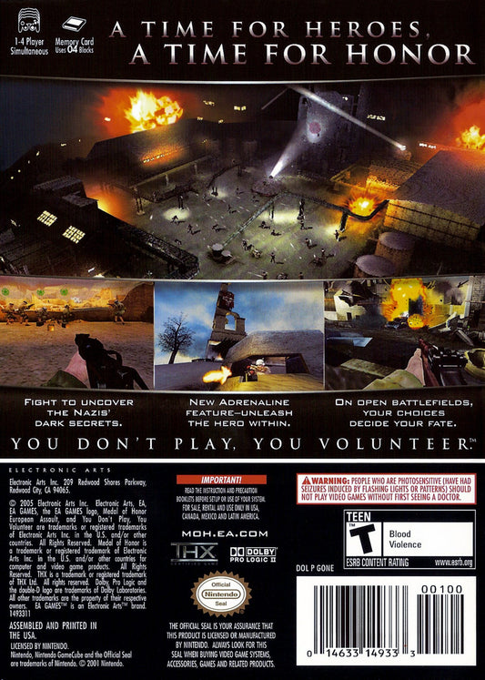 Medal of Honor European Assault - back