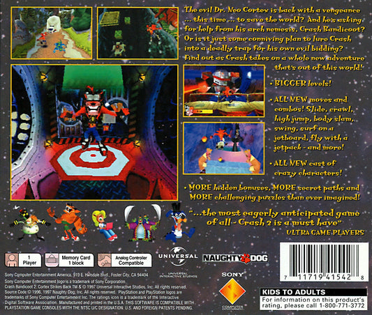 Crash Bandicoot 2 Cortex Strikes Back - back