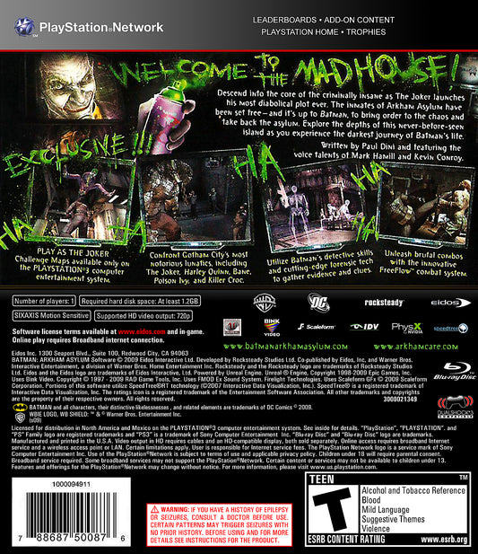 Batman: Arkham Asylum - back