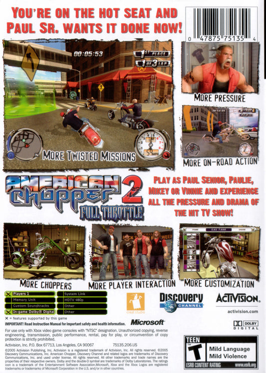American Chopper 2 Full Throttle - back