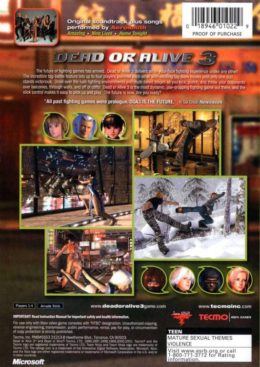 Dead or Alive 3 - back