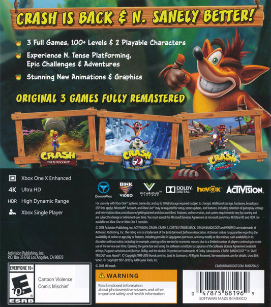 Crash Bandicoot N. Sane Trilogy - back