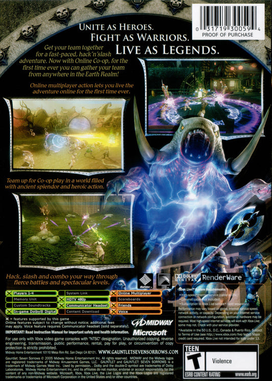 Gauntlet Seven Sorrows - back