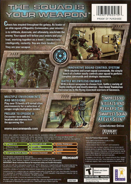 Star Wars Republic Commando - back