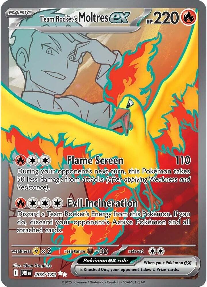 Team Rocket's Moltres ex - 208/182 (Holofoil) - NM - front