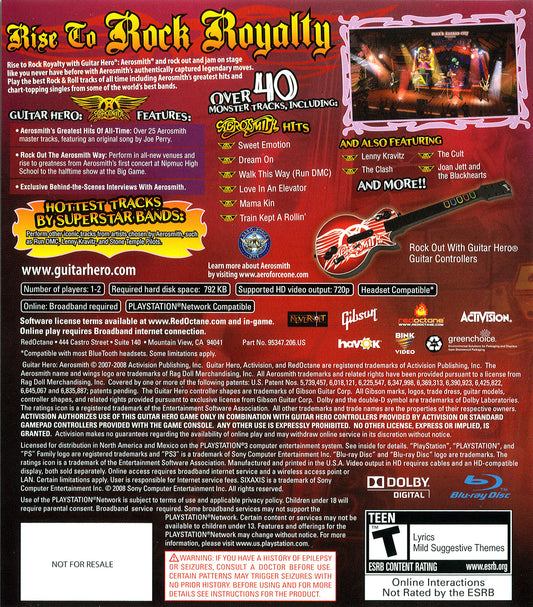 Guitar Hero Aerosmith - back