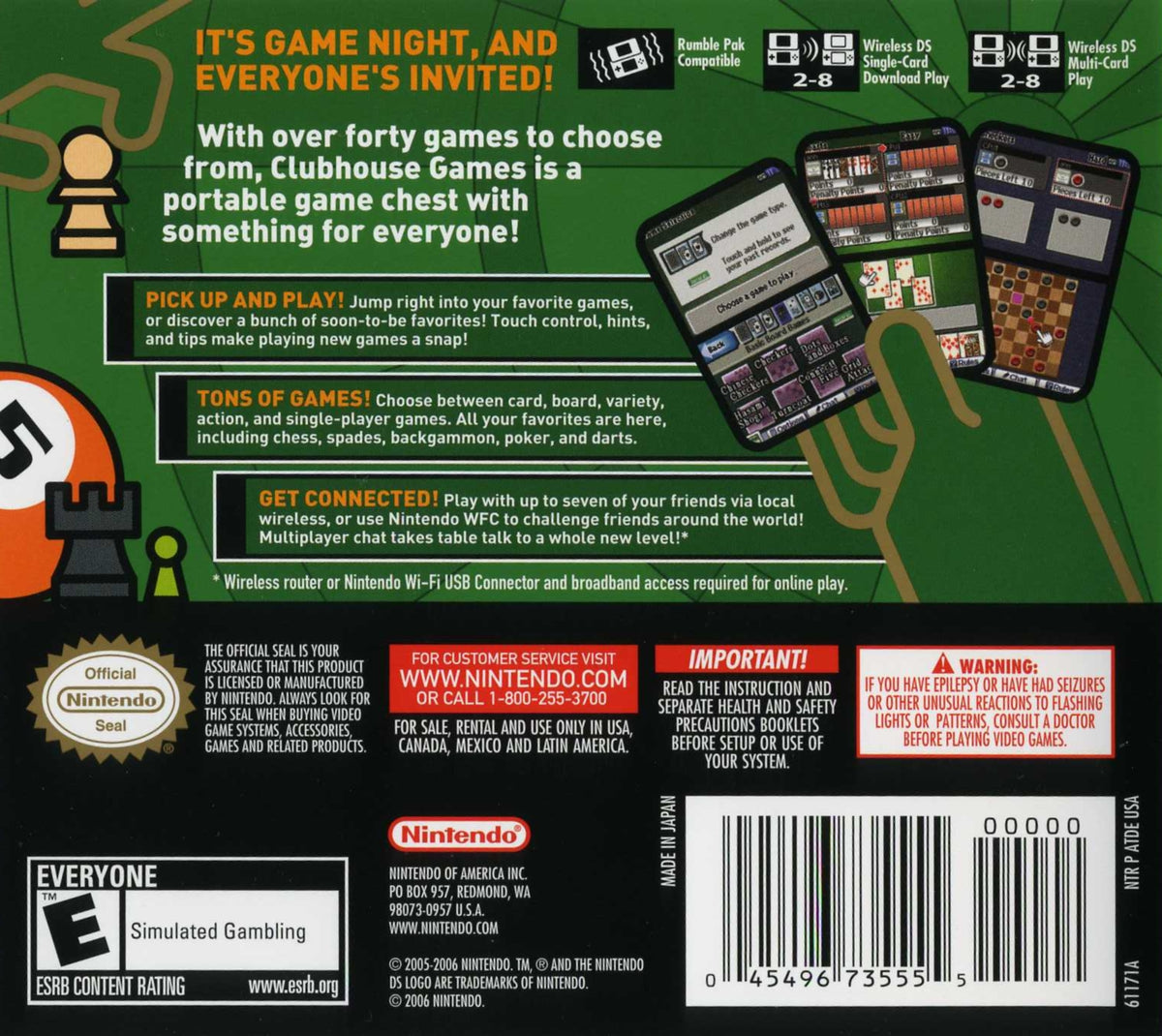 Club House Games - back