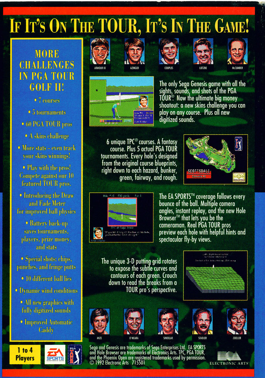 PGA Tour Golf II - back